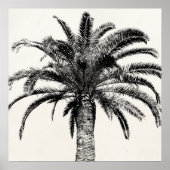 Retro Tropical Island Palm Tree (zwart-wit) Poster (Voorkant)