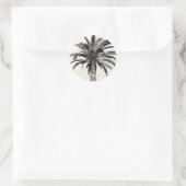 Retro Tropical Island Palm Tree (zwart-wit) Ronde Sticker (Tas)