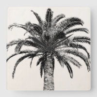 Retro Tropical Island Palm Tree (zwart-wit)