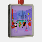 Retro Tropical Kerstparty feestdag Metalen Ornament (Rechts)