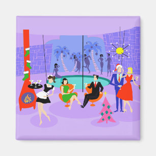Retro Tropical Kerstparty Magnet