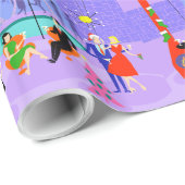 Retro Tropical kerstparty-omslagpapier Cadeaupapier (Rol Hoek)