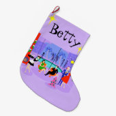 Retro Tropical Kerstparty Stoppen Grote Kerstsok (Voorkant (Hangend))