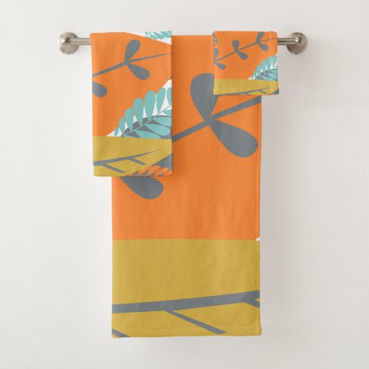 Retro Tropical Leaf Bath Towels mid Century Modern Bad Handdoek (Insitu)