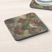 Retro tropical monstera palm leaf 70's zomer bier onderzetter (Linkerzijde)