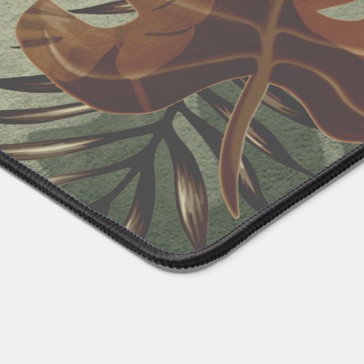 Retro tropical monstera palm leaf 70's zomer bureaumat (Hoek)