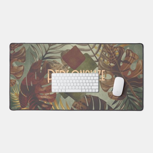 Retro tropical monstera palm leaf 70's zomer bureaumat (Keyboard & Muis)