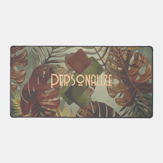 Retro tropical monstera palm leaf 70's zomer bureaumat (Voorkant)