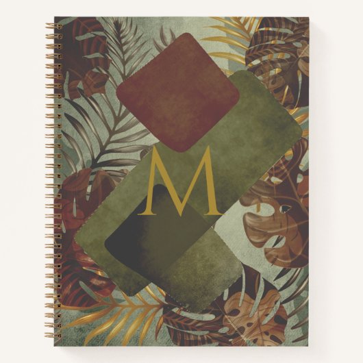 Retro tropical monstera palm leaf 70's zomer notitieboek (Voorkant)