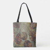 Retro tropical monstera palm leaf 70's zomer tot tote bag (Achterkant)