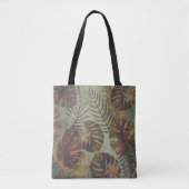 Retro tropical monstera palm leaf 70's zomer tote bag (Voorkant)
