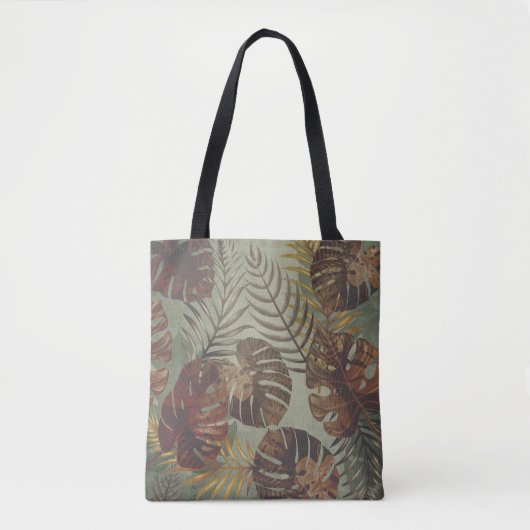 Retro tropical monstera palm leaf 70's zomer tote bag (Voorkant)