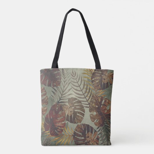 Retro tropical monstera palm leaf 70's zomer tote bag (Achterkant)