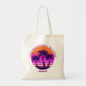 Retro Tropical Palm Tree Beach Vacation Tote Bag (Voorkant)