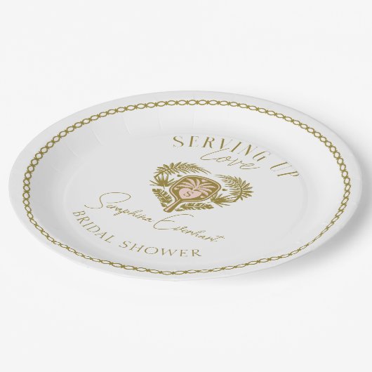 Retro Tropical Palm Tree Pickleball Vrijgezellenfe Papieren Bordje (Gekanteld)