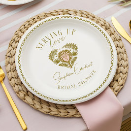 Retro Tropical Palm Tree Pickleball Vrijgezellenfe Papieren Bordje