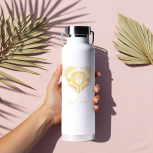 Retro Tropical Palm Tree Pickleball Vrijgezellenfe Waterfles