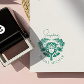 Retro Tropical Palm Tree Pickleball Vrijgezellenfe Zelfinktende Stempel