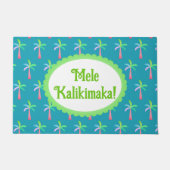 Retro Tropical Personalized Tropical Palms Holiday Deurmat (Voorkant)