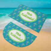 Retro Tropical Personalized Tropical Palms Holiday Deurmat