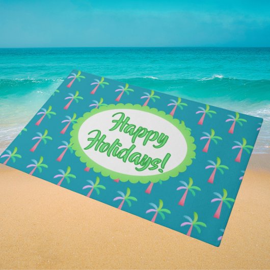 Retro Tropical Personalized Tropical Palms Holiday Deurmat