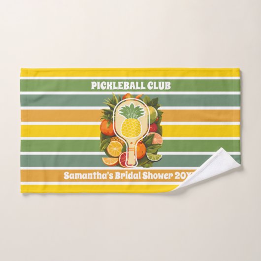 Retro Tropical Pickleball Club Bruiloftsfeest Handdoek (Handdoek)