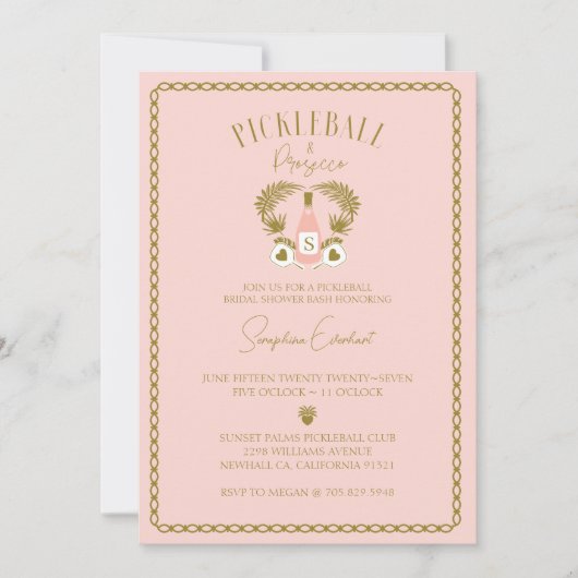 Retro Tropical Pickleball & Prosecco Vrijgezellenf Kaart (Voorkant)