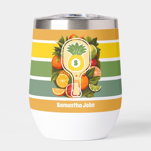 Retro Tropical Pineapple Pickleball Vrijgezellenfe (Voorkant)