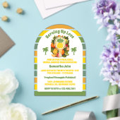 Retro Tropical Pineapple Pickleball Vrijgezellenfe Acryl Uitnodigingen (Insitu (Huwelijk))