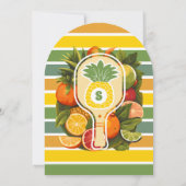 Retro Tropical Pineapple Pickleball Vrijgezellenfe Kaart (Achterkant)