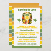 Retro Tropical Pineapple Pickleball Vrijgezellenfe Kaart (Voorkant / Achterkant)