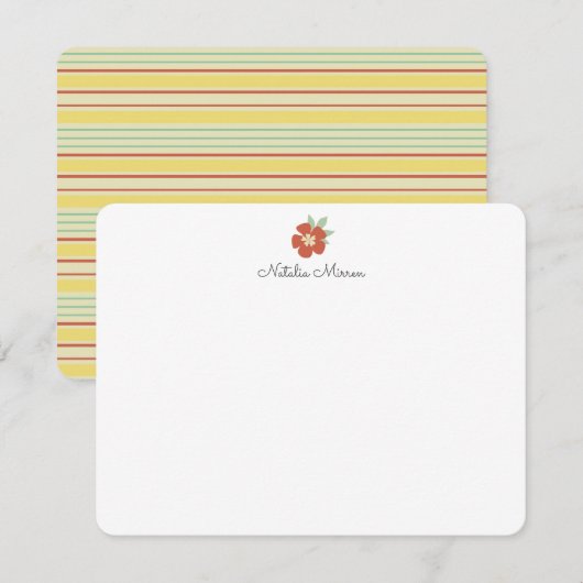  Retro Tropical Red Floral Notitiekaartje (Voorkant / Achterkant)