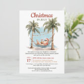 Retro Tropical Santa Hammock Kerstmis in juli Kaart (Staand voorkant)
