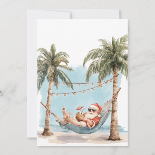 Retro Tropical Santa Hammock Kerstmis in juli Kaart (Achterkant)