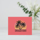 Retro Tropical Sunset Husband Vibes Briefkaart (Staand voorkant)
