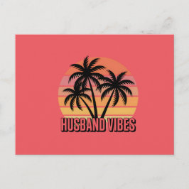 Retro Tropical Sunset Husband Vibes Briefkaart