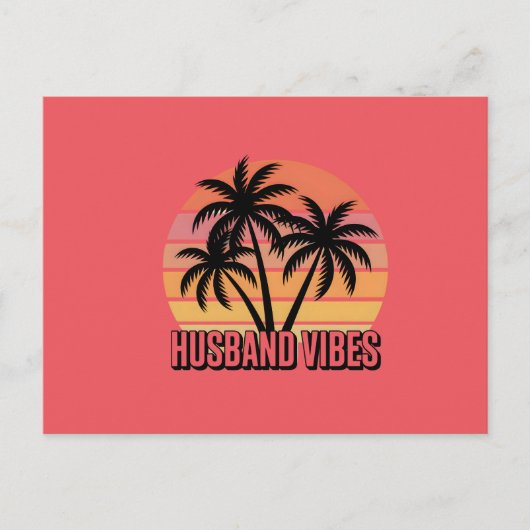 Retro Tropical Sunset Husband Vibes Briefkaart (Voorkant)