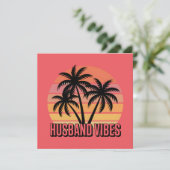Retro Tropical Sunset Husband Vibes Feestdagenkaart (Staand voorkant)