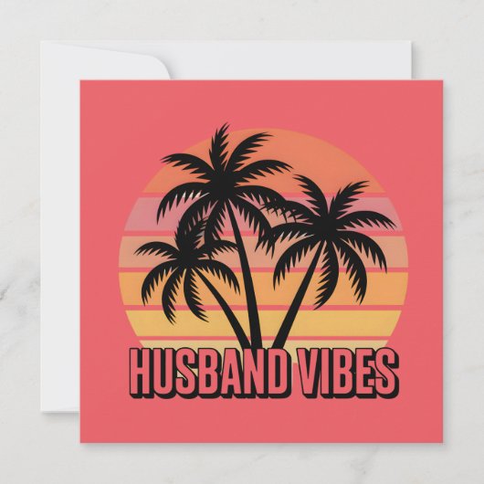Retro Tropical Sunset Husband Vibes Feestdagenkaart (Voorkant)