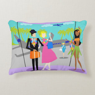 Retro Tropical Vacation Accent Pillow Kussen