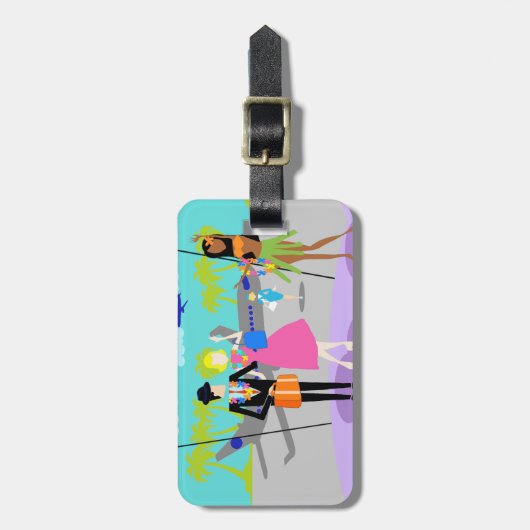 Retro Tropical Vacation Bagagelabel (Voorkant verticaal)