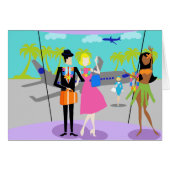 Retro Tropical Vacation Briefkaart (Voorkant Horizontaal)