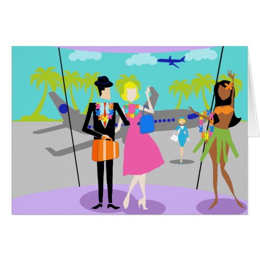 Retro Tropical Vacation Briefkaart (Voorkant Horizontaal)