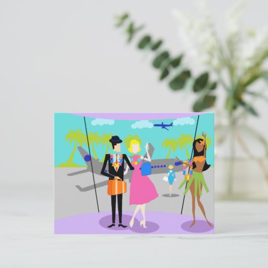 Retro Tropical Vacation Briefkaart (Staand voorkant)