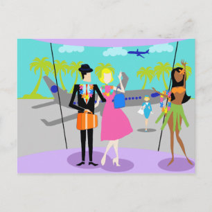 Retro Tropical Vacation Briefkaart