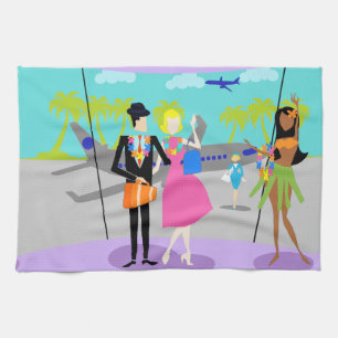 Retro Tropical Vacation Kitchen Towel Theedoek