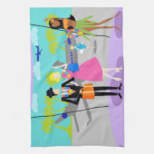 Retro Tropical Vacation Kitchen Towel Theedoek (Verticaal)