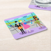 Retro Tropical Vacation Paper Onderzetter (Schuin)