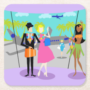 Retro Tropical Vacation Paper Onderzetter