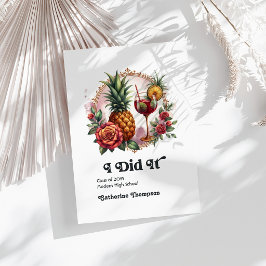 Retro  Tropisch Afstuderen Foto Aankondiging